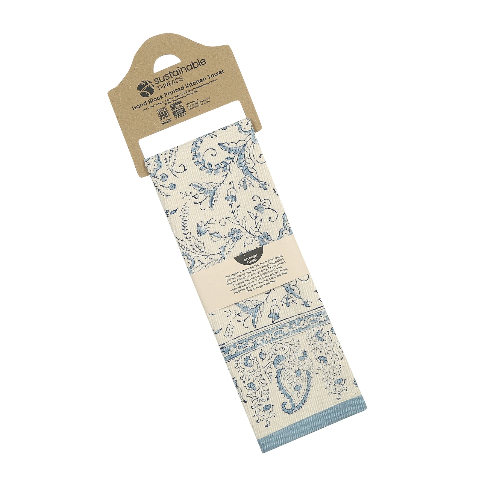 Cotton Kitchen Towel | Hand Block Printed | Ivy  | River