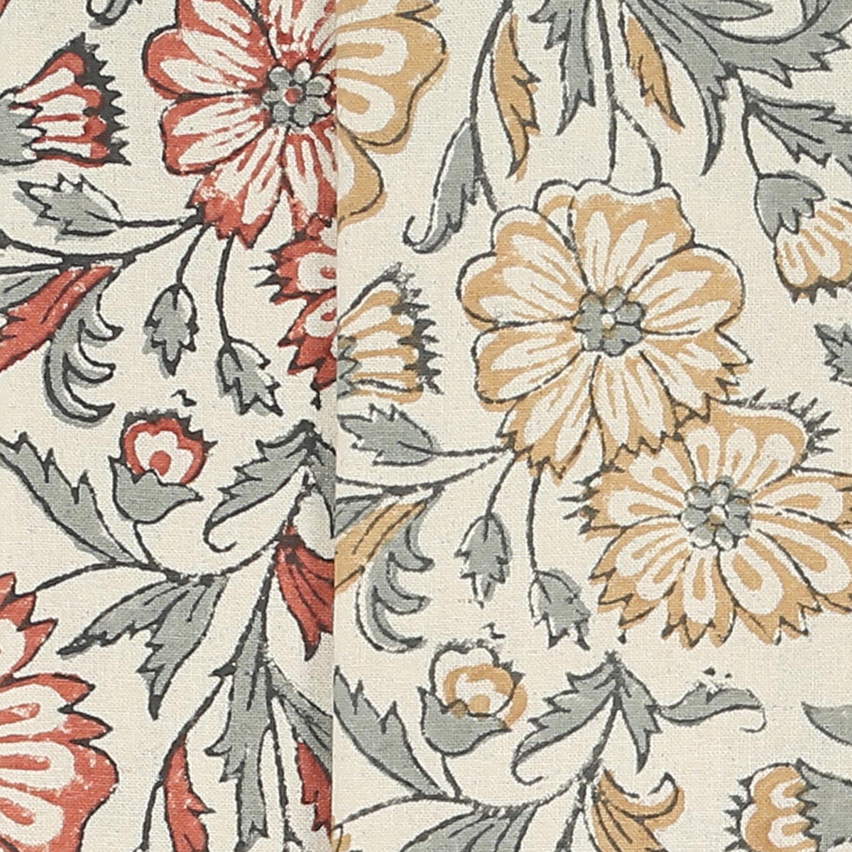 Hand Block Printed Cotton Napkins, Set of 4 | 18" × 18" | Bloom Sienna