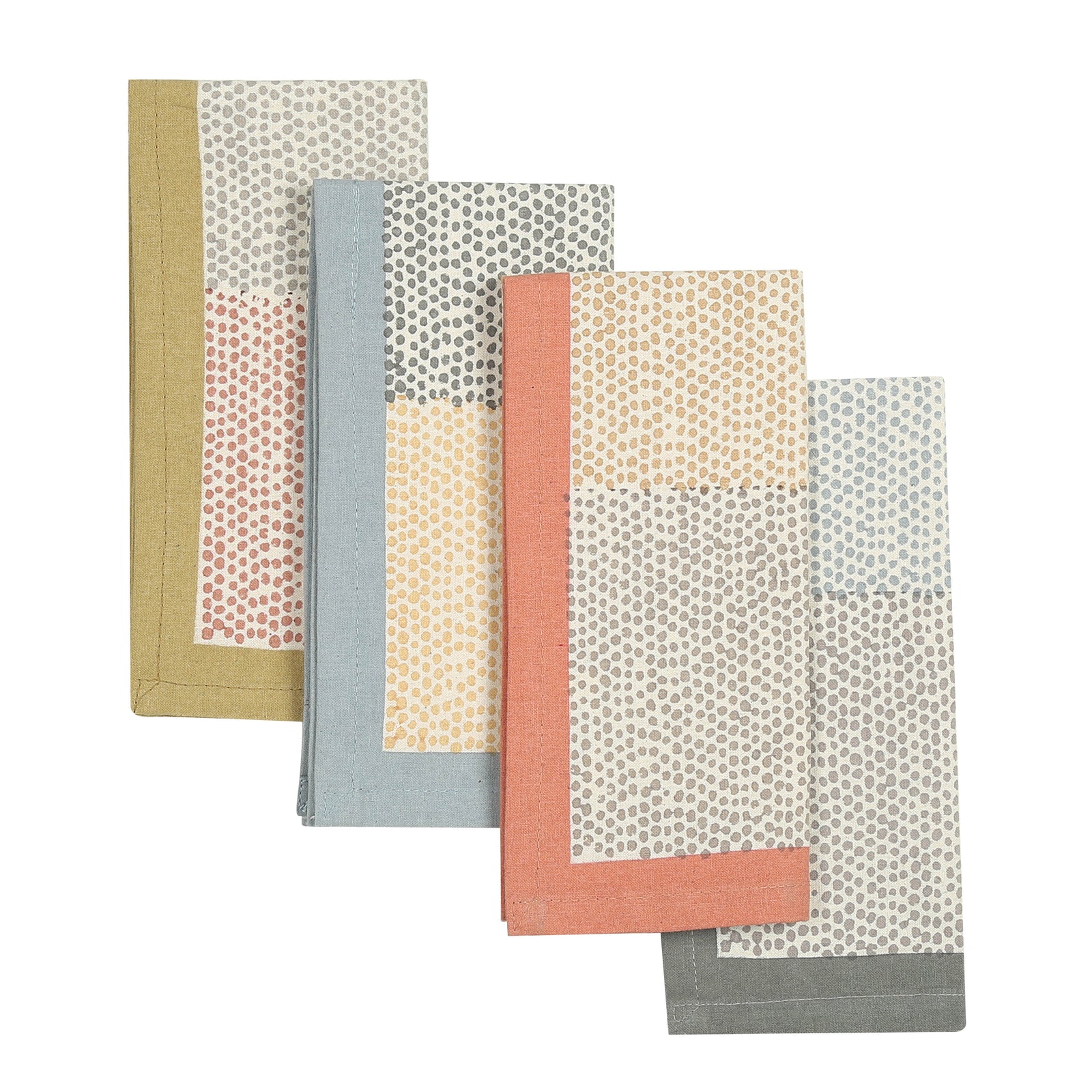 Hand Block Printed Cotton Napkins, Set of 4 | 16″×16″ | Raindrop Reverie