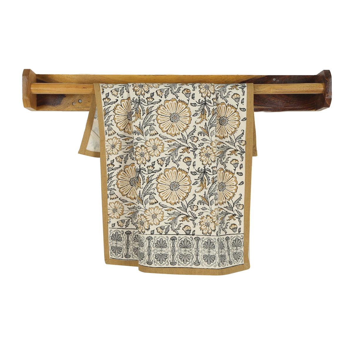 Cotton Kitchen Towel | Hand Block Printed | Bloom  | Sand