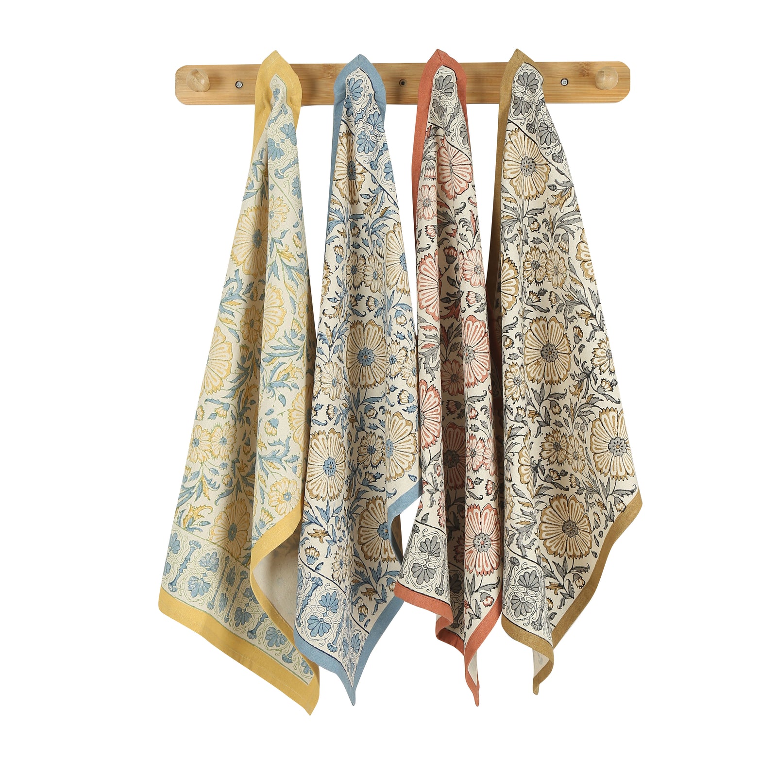Cotton Kitchen Towel | Hand Block Printed | Bloom  | Wheat