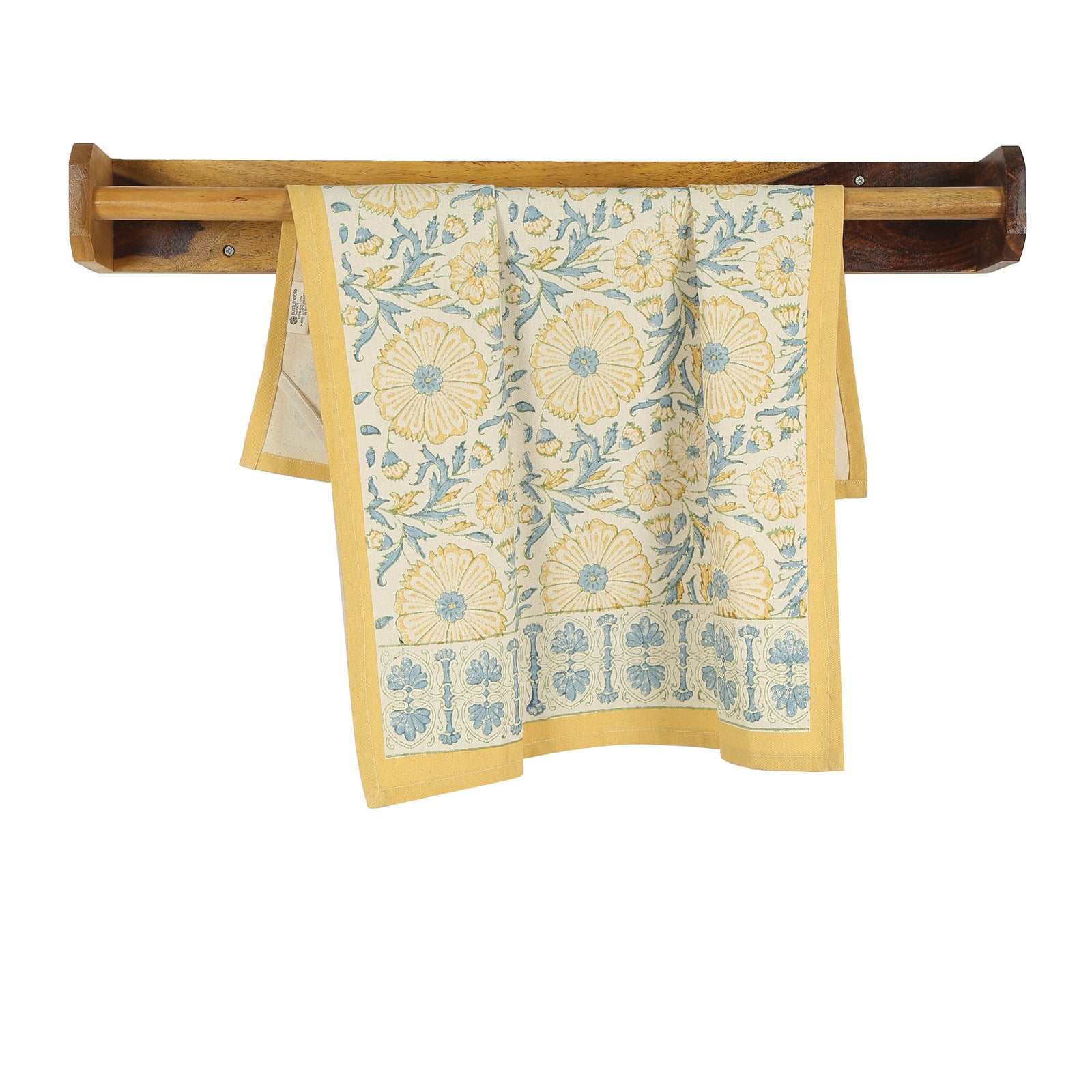 Cotton Kitchen Towel | Hand Block Printed | Bloom  | Wheat