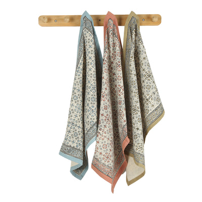 LILY SAND Hand Block Printed Cotton Kitchen Towel