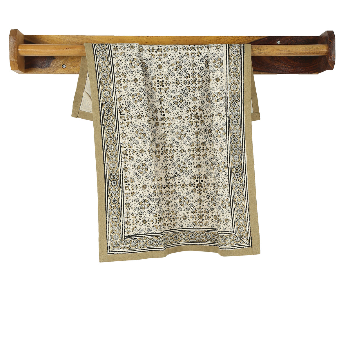 Cotton Kitchen Towel | Hand Block Printed | Lily  | Sand