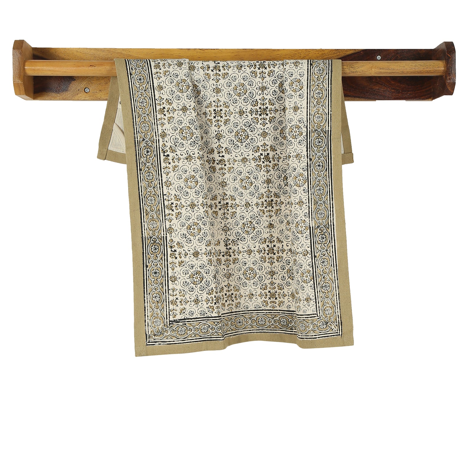 Cotton Kitchen Towel | Hand Block Printed | Lily  | Sand