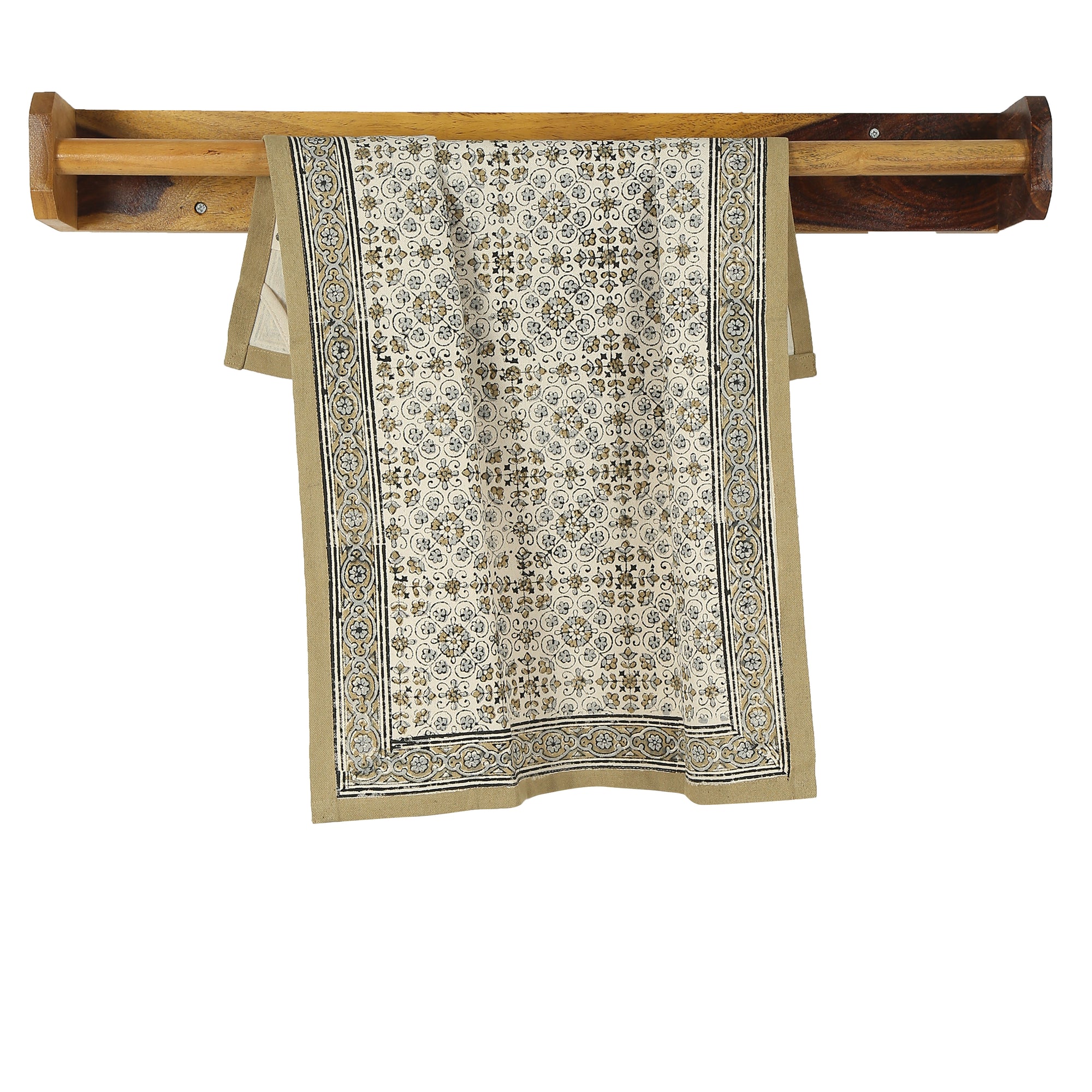 LILY SAND Hand Block Printed Cotton Kitchen Towel