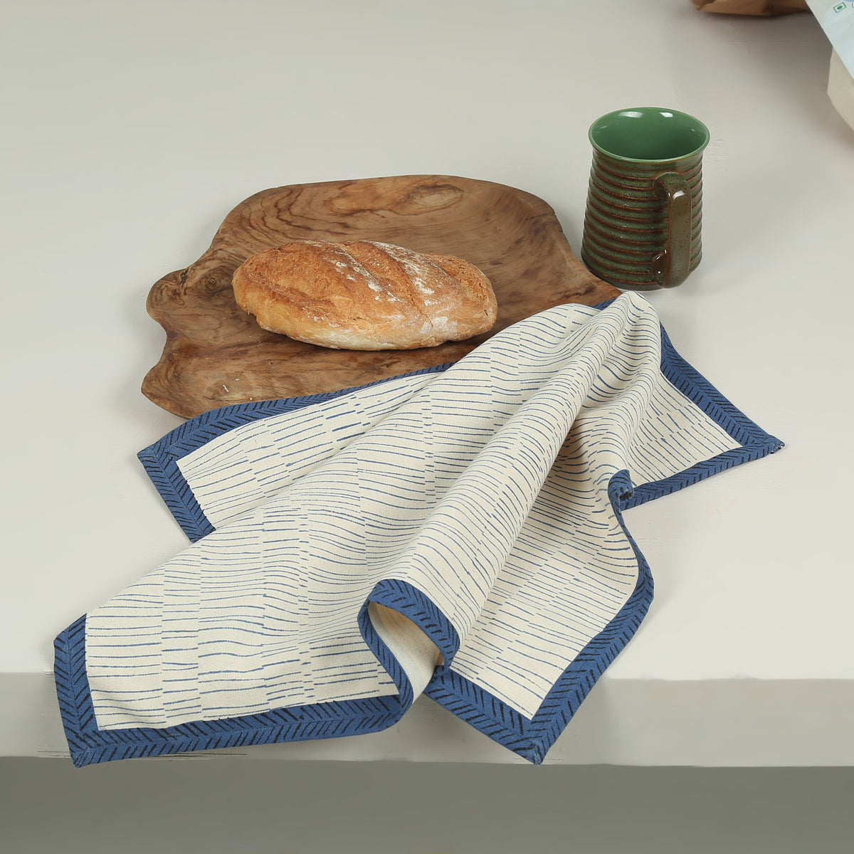 Cotton Kitchen Towel | Hand Block Printed | Tea Break - Croissant