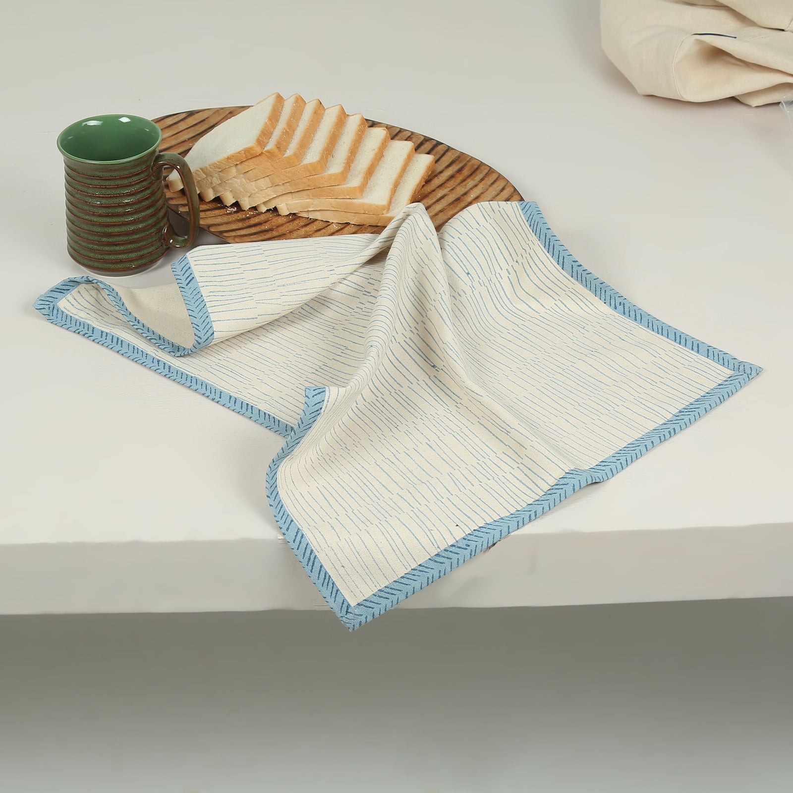 Cotton Kitchen Towel | Hand Block Printed | Tea Break - Baguette