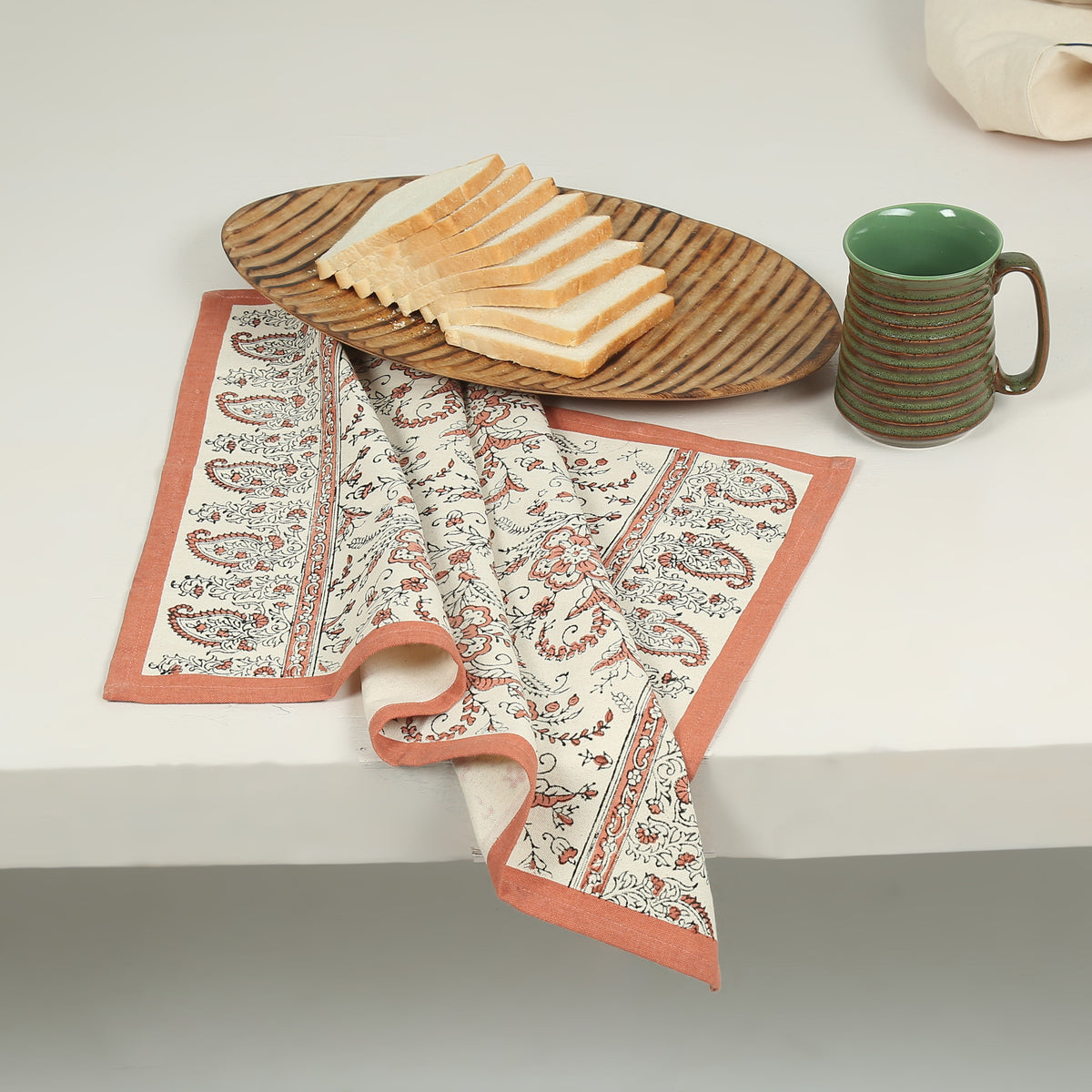 Cotton Kitchen Towel | Hand Block Printed | Lily  | Earth