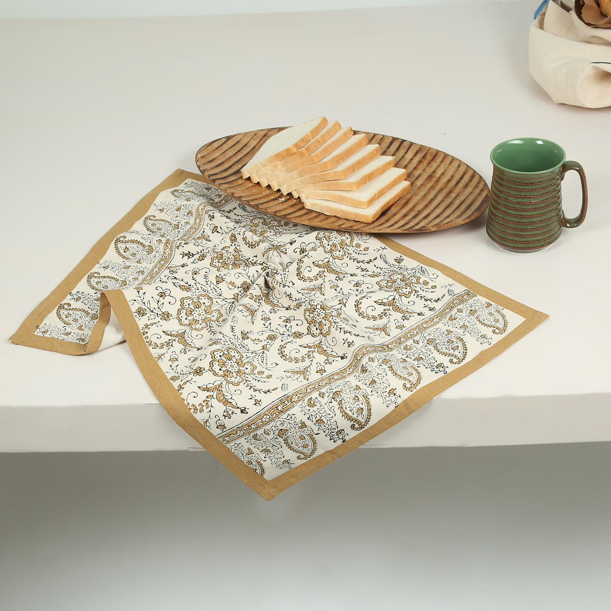 Cotton Kitchen Towel | Hand Block Printed | Ivy  | Sand