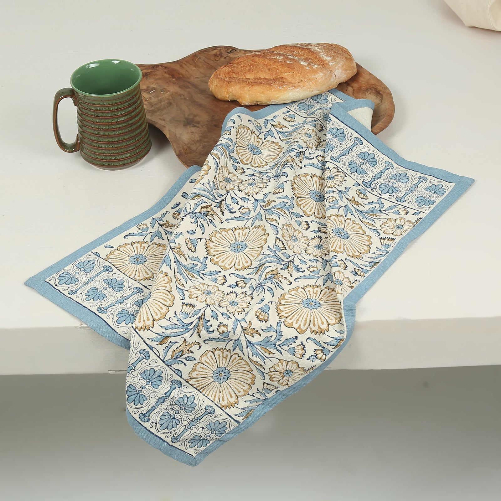 Cotton Kitchen Towel | Hand Block Printed | Bloom  | River