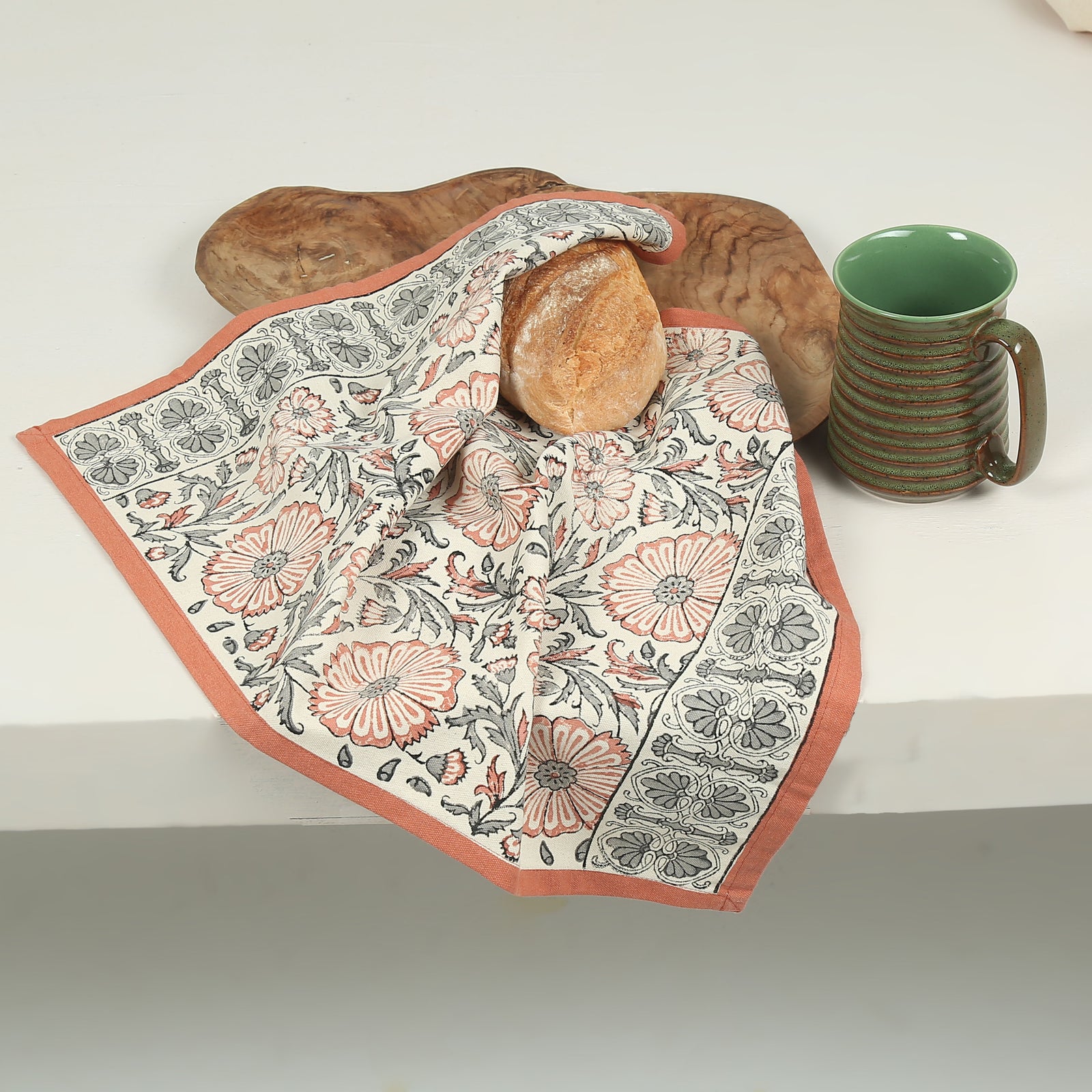 Cotton Kitchen Towel | Hand Block Printed | Bloom  | Earth