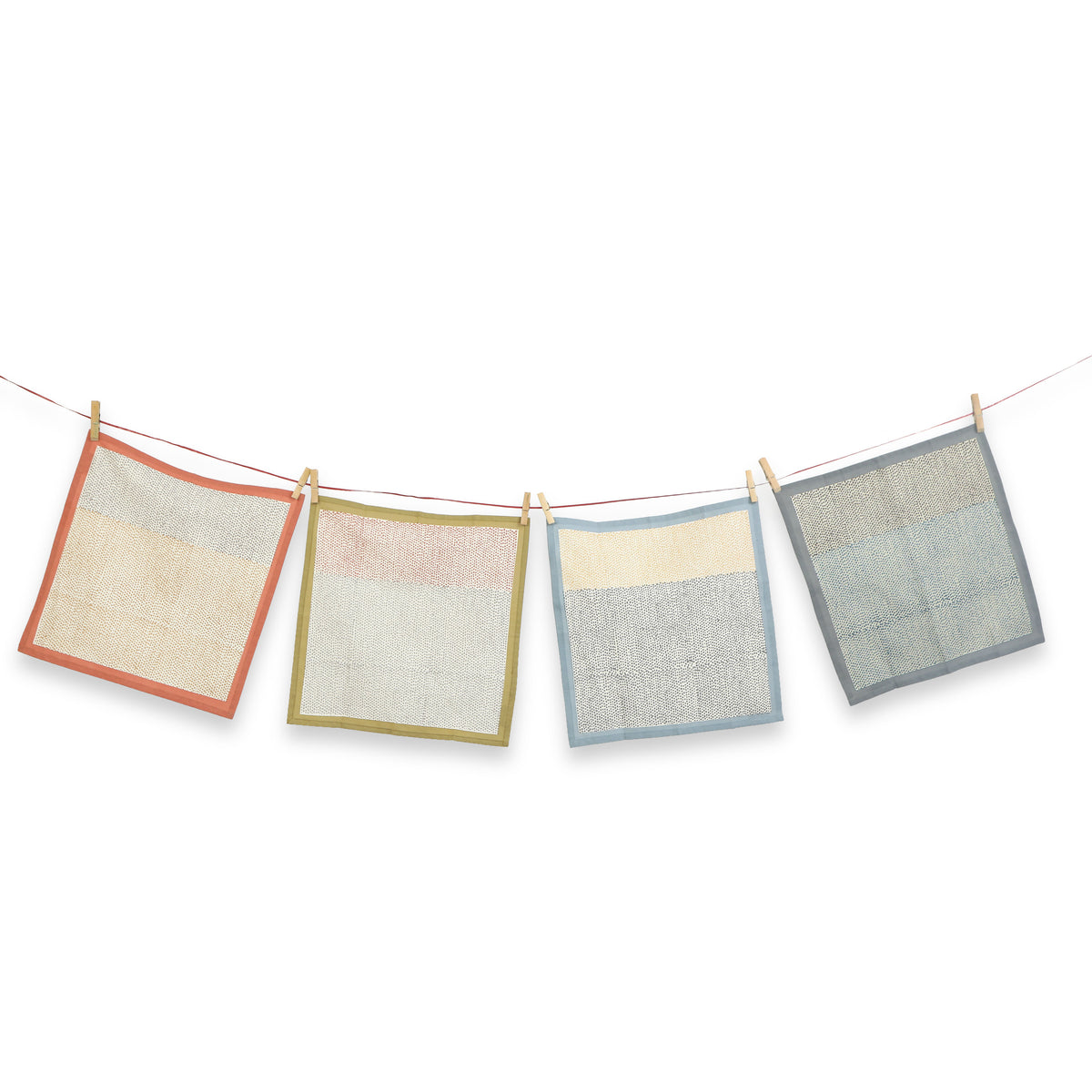 Hand Block Printed Cotton Napkins, Set of 4 | 16″×16″ | Raindrop Reverie