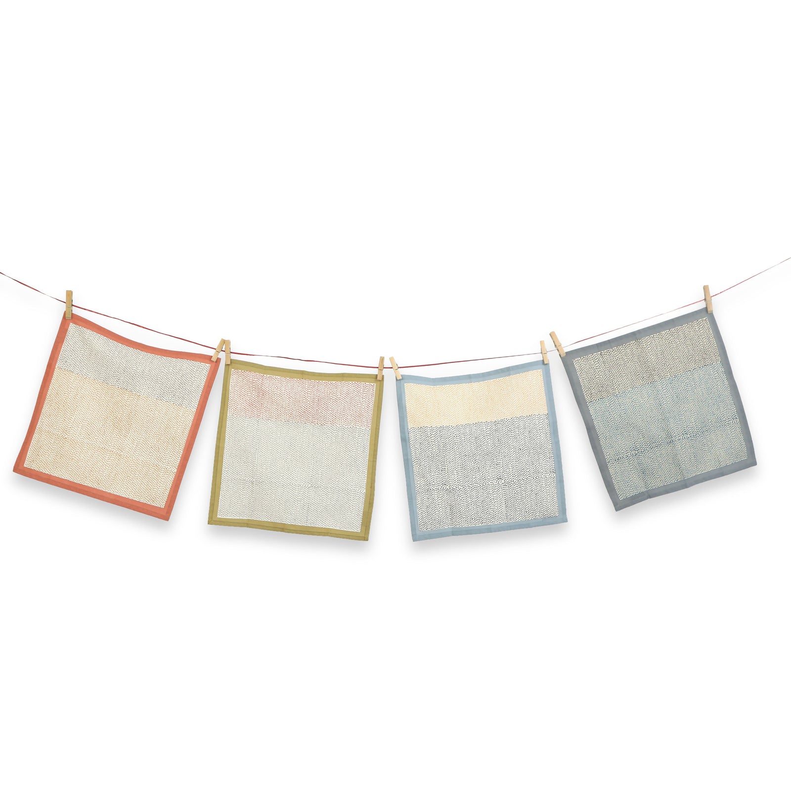 Hand Block Printed Cotton Napkins, Set of 4 | 16″×16″ | Raindrop Reverie