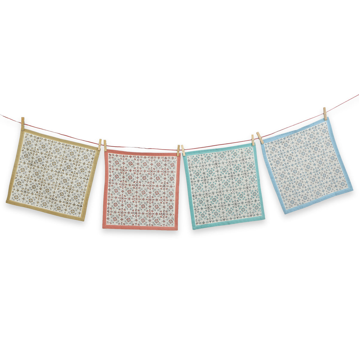 Hand Block Printed Cotton Napkins, Set of 4 | 16″×16″ | Lily Reverie
