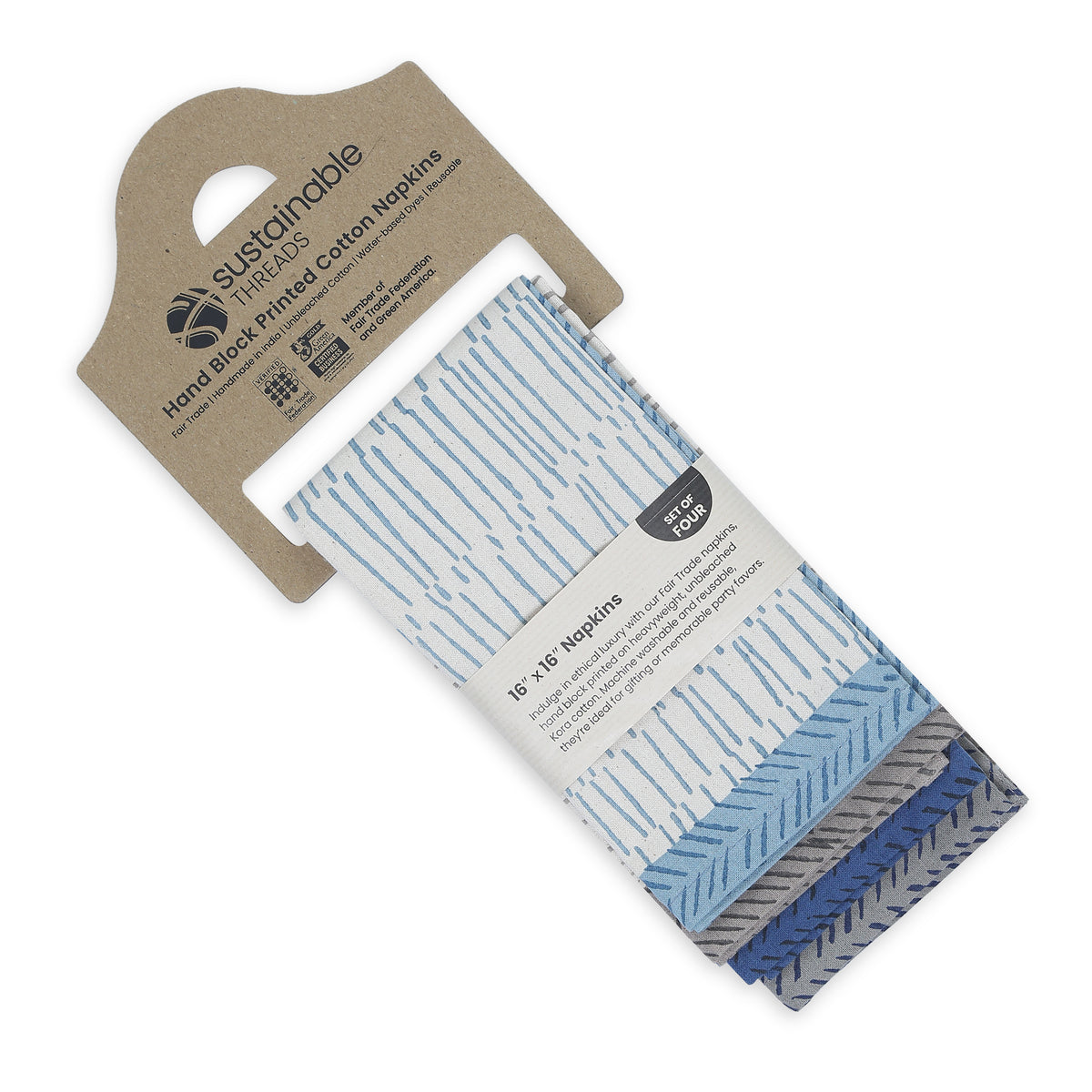 Hand Block Printed Cotton Napkins, Set of 4 | 16″×16″ | Tea Break Reverie