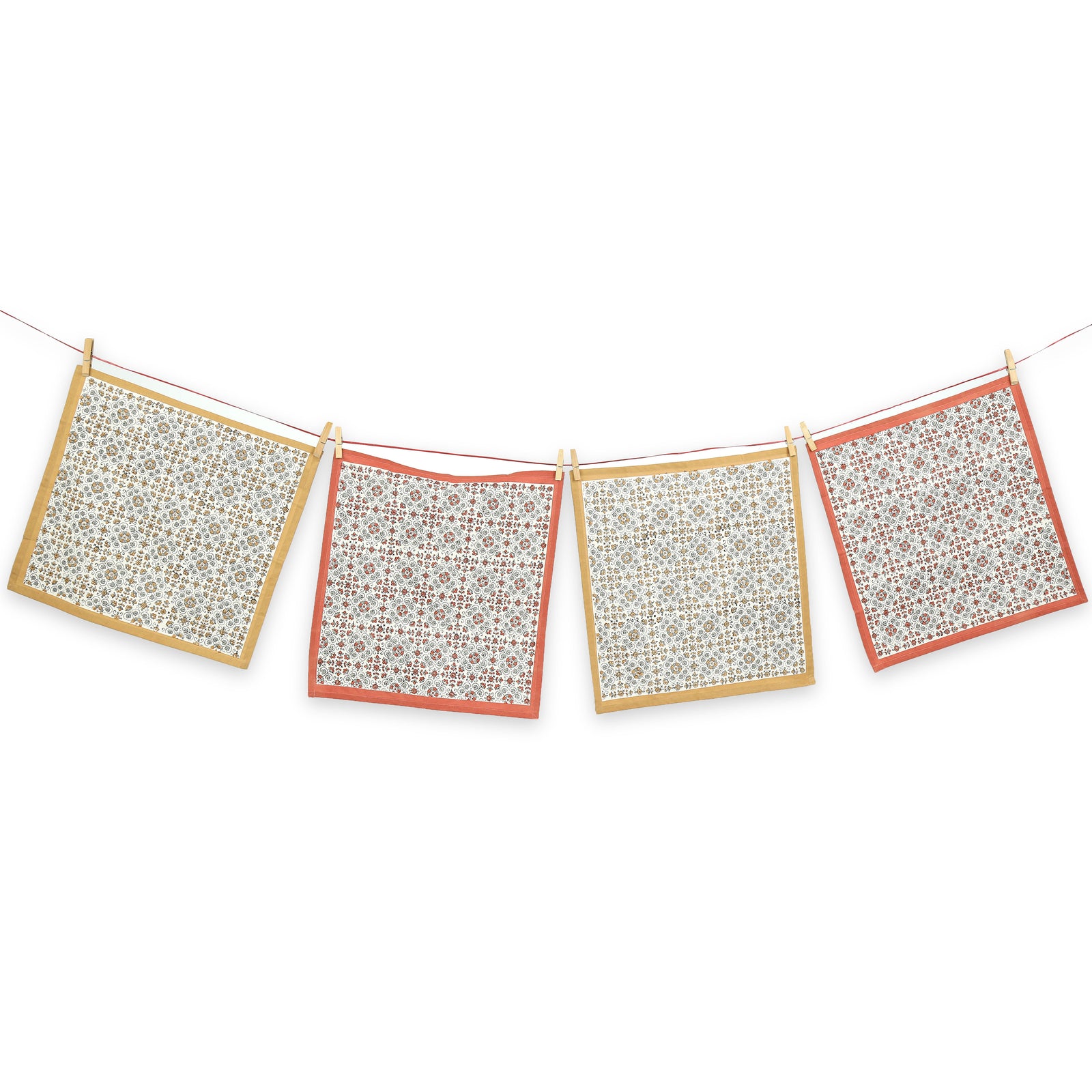 Hand Block Printed Cotton Napkins, Set of 4 | 18" × 18" | Lily Sienna