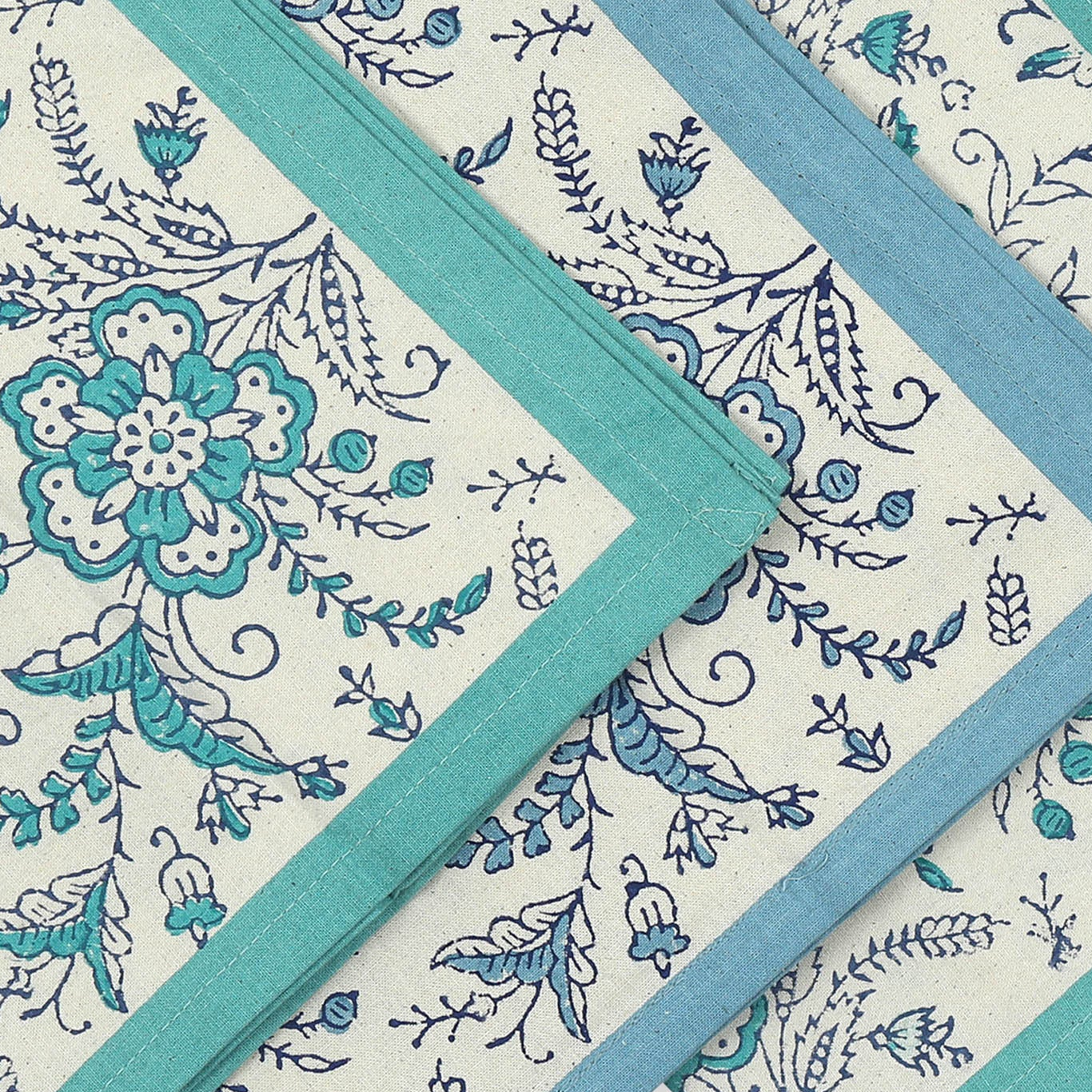 Hand Block Printed Cotton Napkins, Set of 4 | 18" × 18" | Ivy Waters