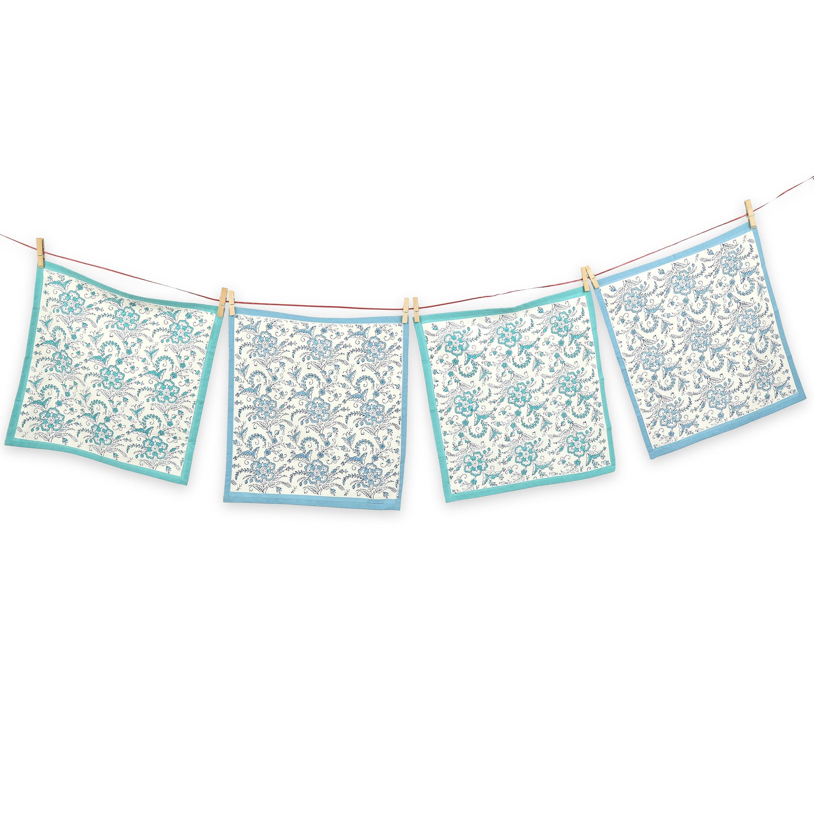 Hand Block Printed Cotton Napkins, Set of 4 | 18" × 18" | Ivy Waters