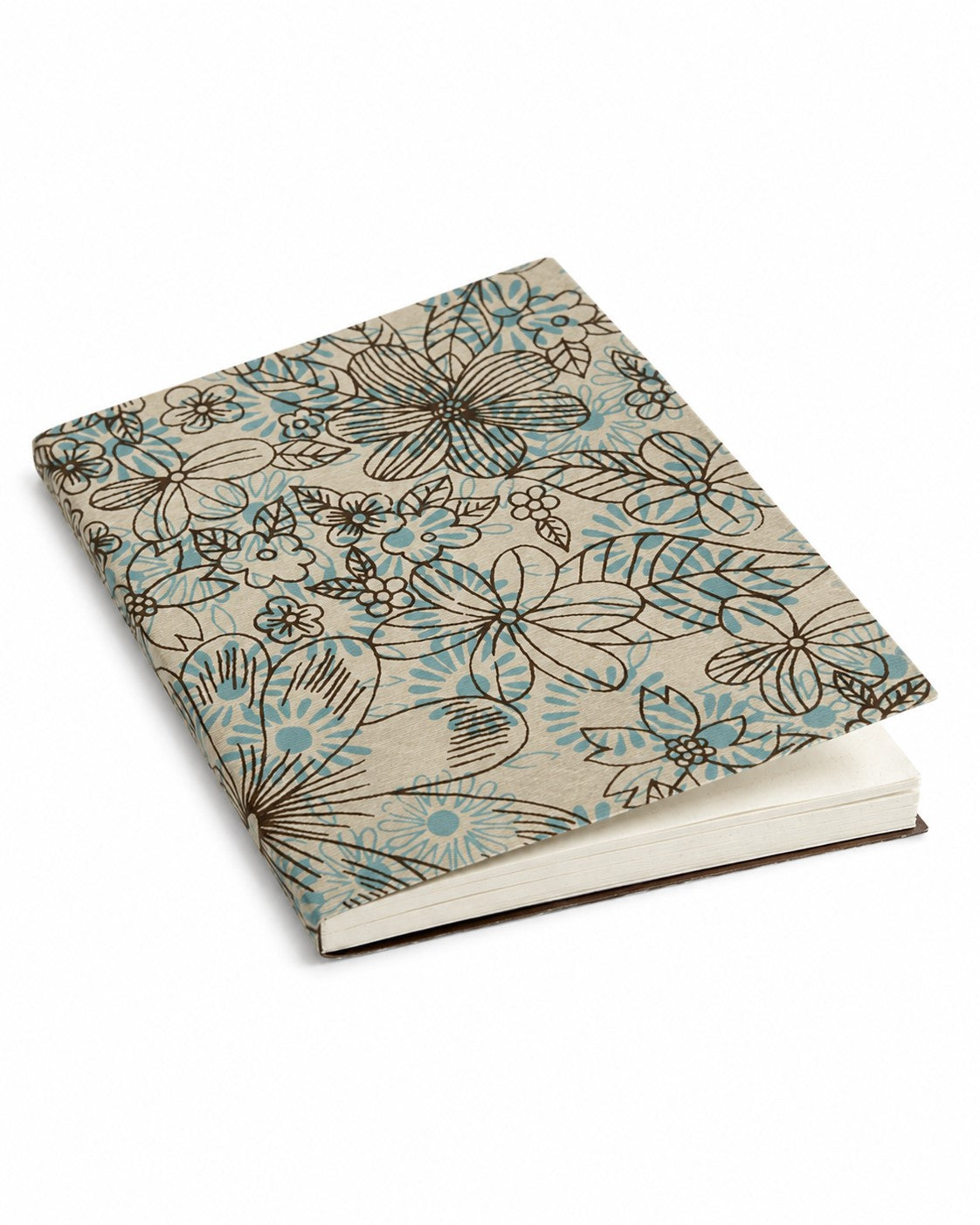 Tree-Free Recycled Cotton Paper Journals | Hand Screen Printed | Aqua Flowers
