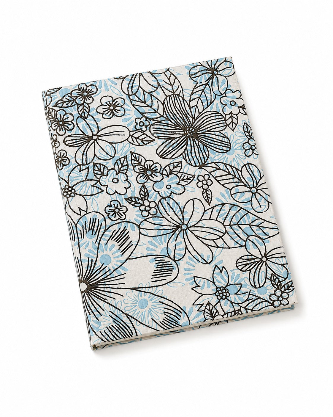 Tree-Free Recycled Cotton Paper Journals | Hand Screen Printed | Aqua Flowers