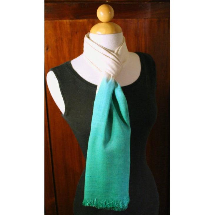 Handwoven Dip-Dyed Silk Scarves | Cruelty-Free Silk | Aquamarine