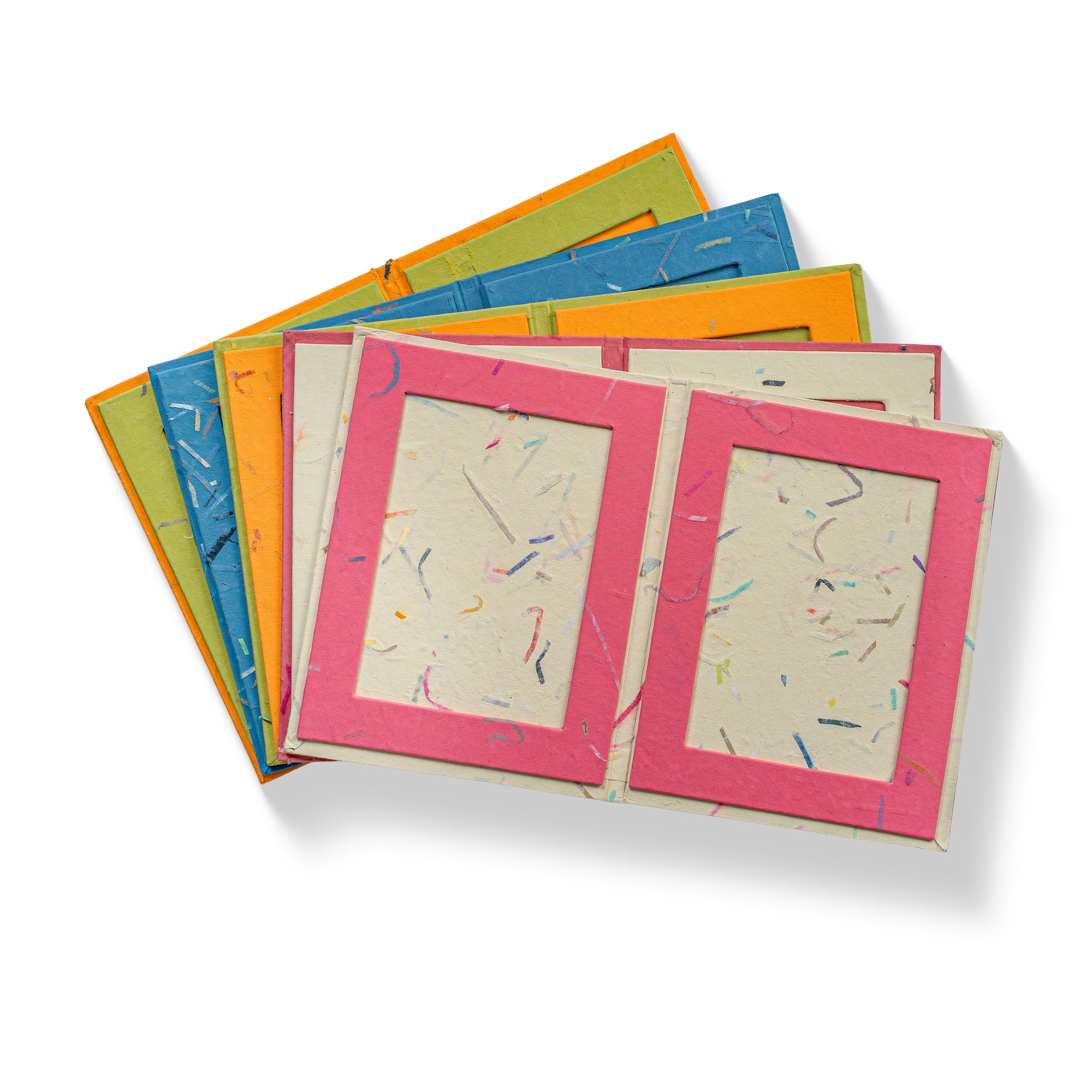ORGANIC Handmade Double Photo Frames made from Upcycled Tree-free Paper (Set of 5)