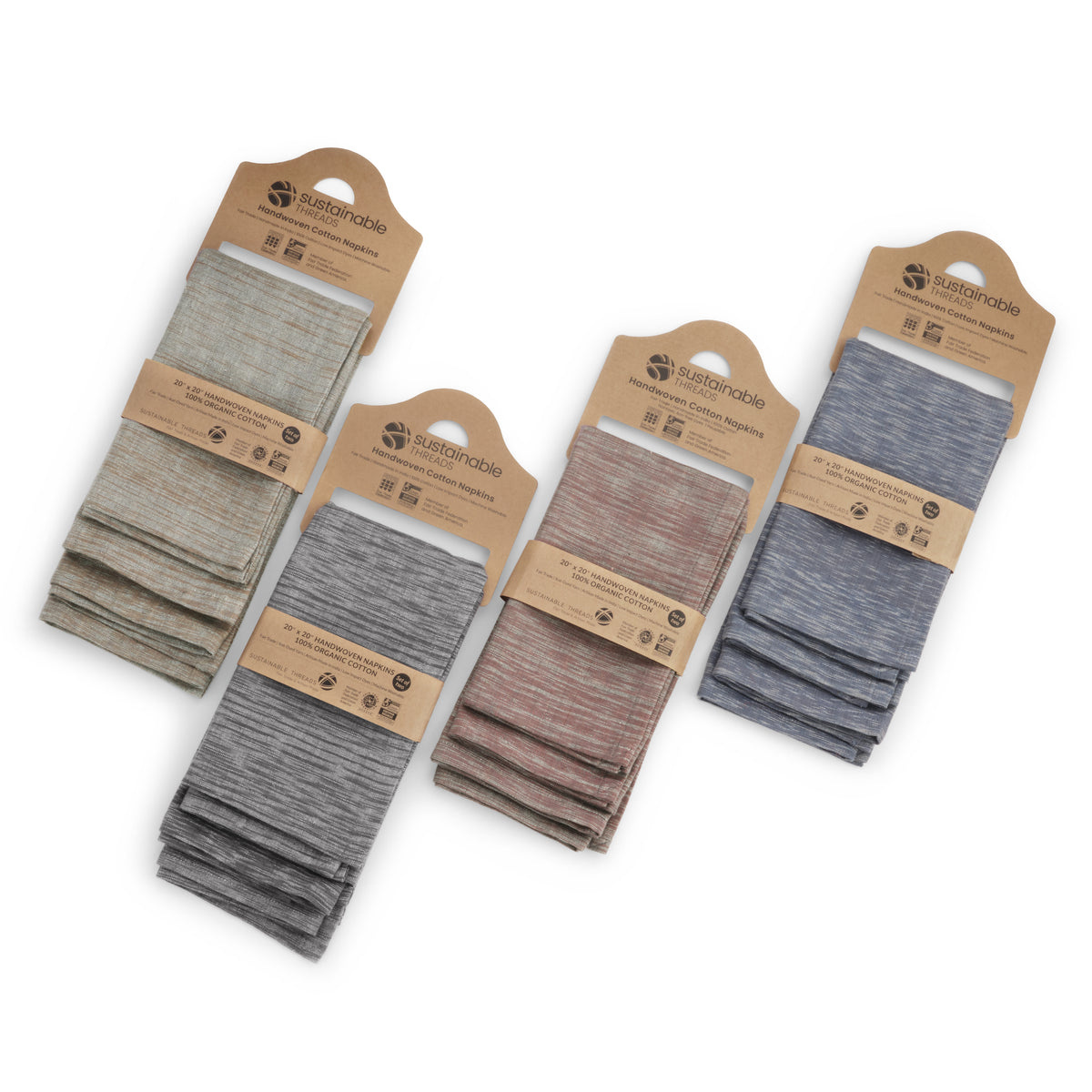 Handwoven Organic Cotton Napkins, Set of 2 | 20" × 20" | Timeless | Udaipur
