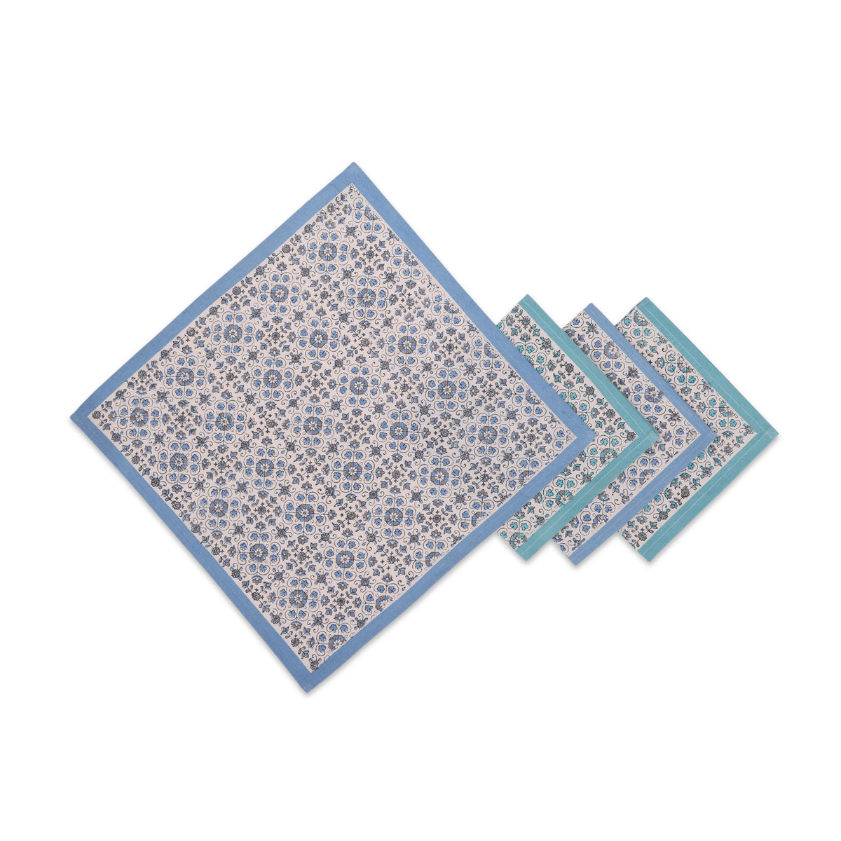 Hand Block Printed Cotton Napkins, Set of 4 | 18" × 18" | Lily Waters