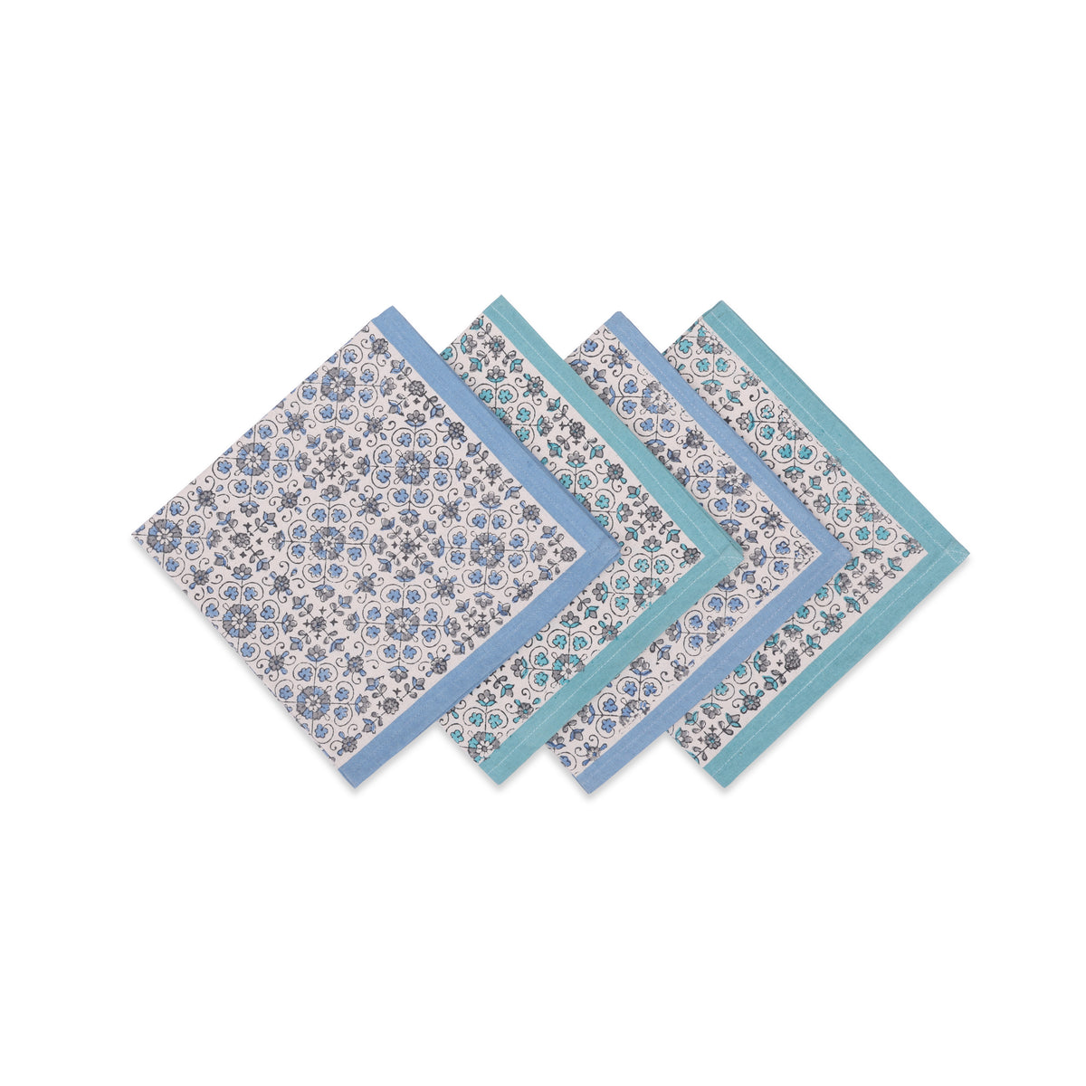 Hand Block Printed Cotton Napkins, Set of 4 | 18" × 18" | Lily Waters