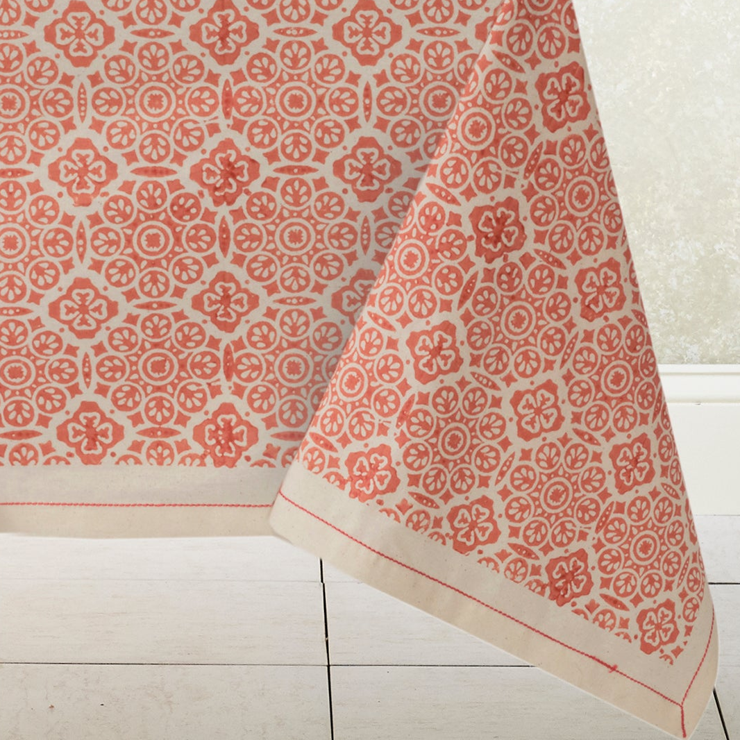 Hand Block Printed Kora Cotton Tablecloths | Stories in Print | Mosaic Rose