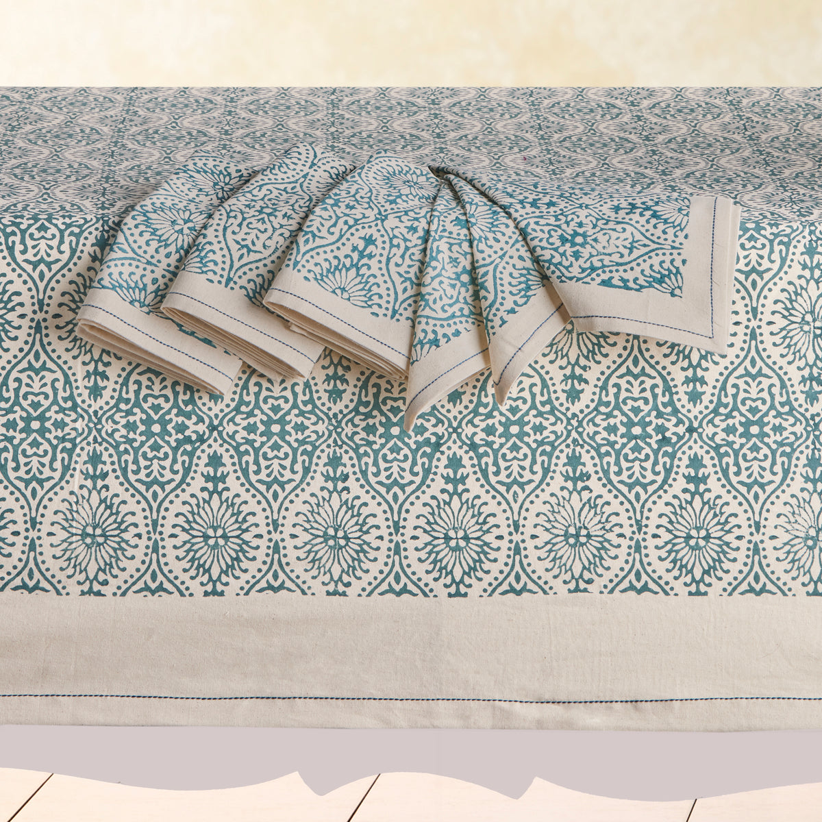 Hand Block Printed Kora Cotton Tablecloths | Stories in Print | Motifs Fog