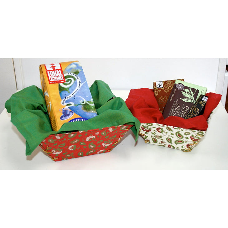 Tree-Free Recycled Cotton Paper Hamper Baskets | Hand Screen Printed | Peppermint