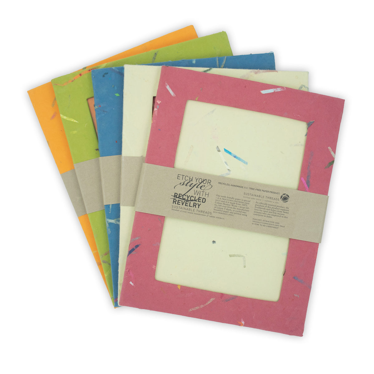 ORGANIC Handmade Single Photo Frames made from Upcycled Tree-free Paper (Set of 5)