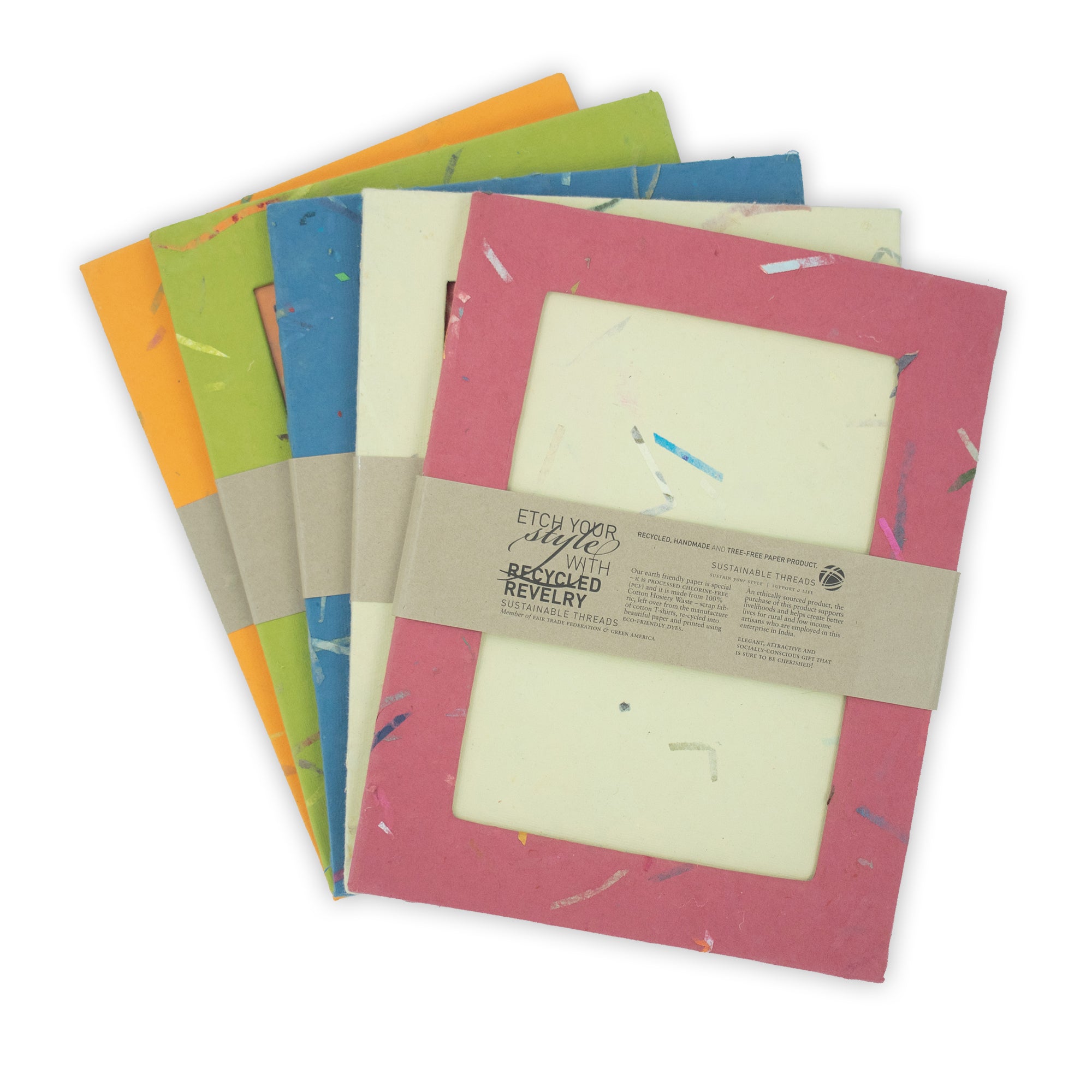 ORGANIC Handmade Single Photo Frames made from Upcycled Tree-free Paper (Set of 5)