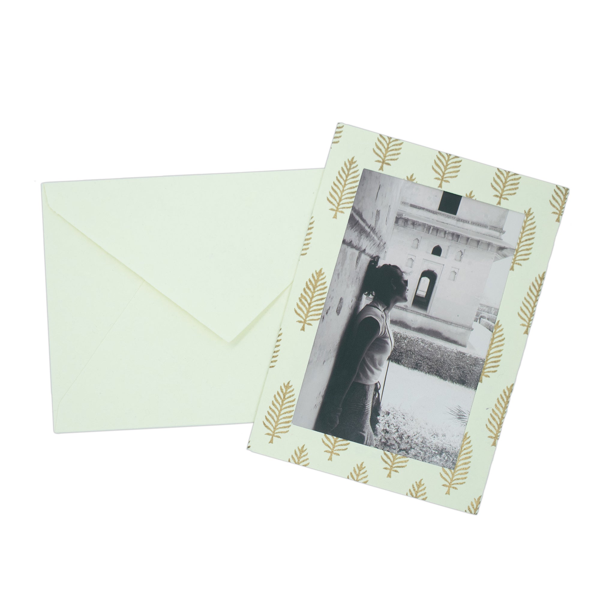 GOLDEN LEAF Handmade Photo Note Cards made from Upcycled Tree-free Paper (Set of 8 cards)