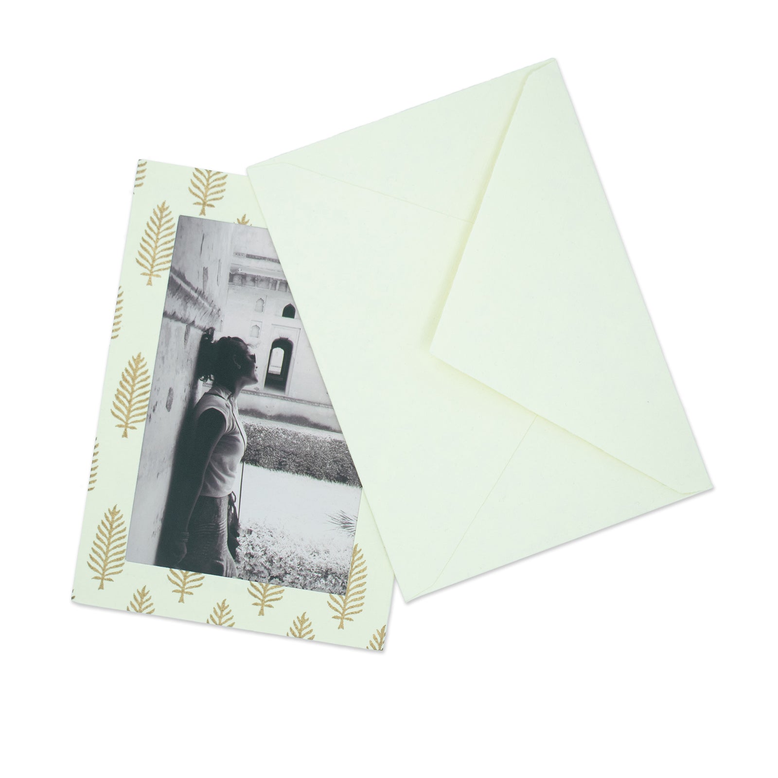 Tree-Free Recycled Cotton Paper Photo Notecards | Hand Screen Printed | Fair Trade |Golden Leaf