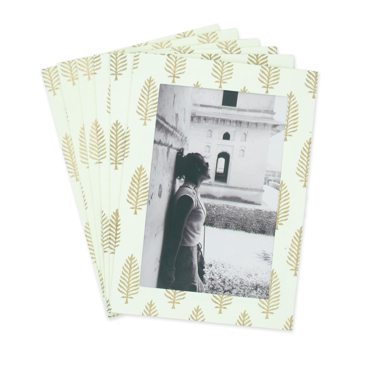 Tree-Free Recycled Cotton Paper Photo Notecards | Hand Screen Printed | Fair Trade |Golden Leaf