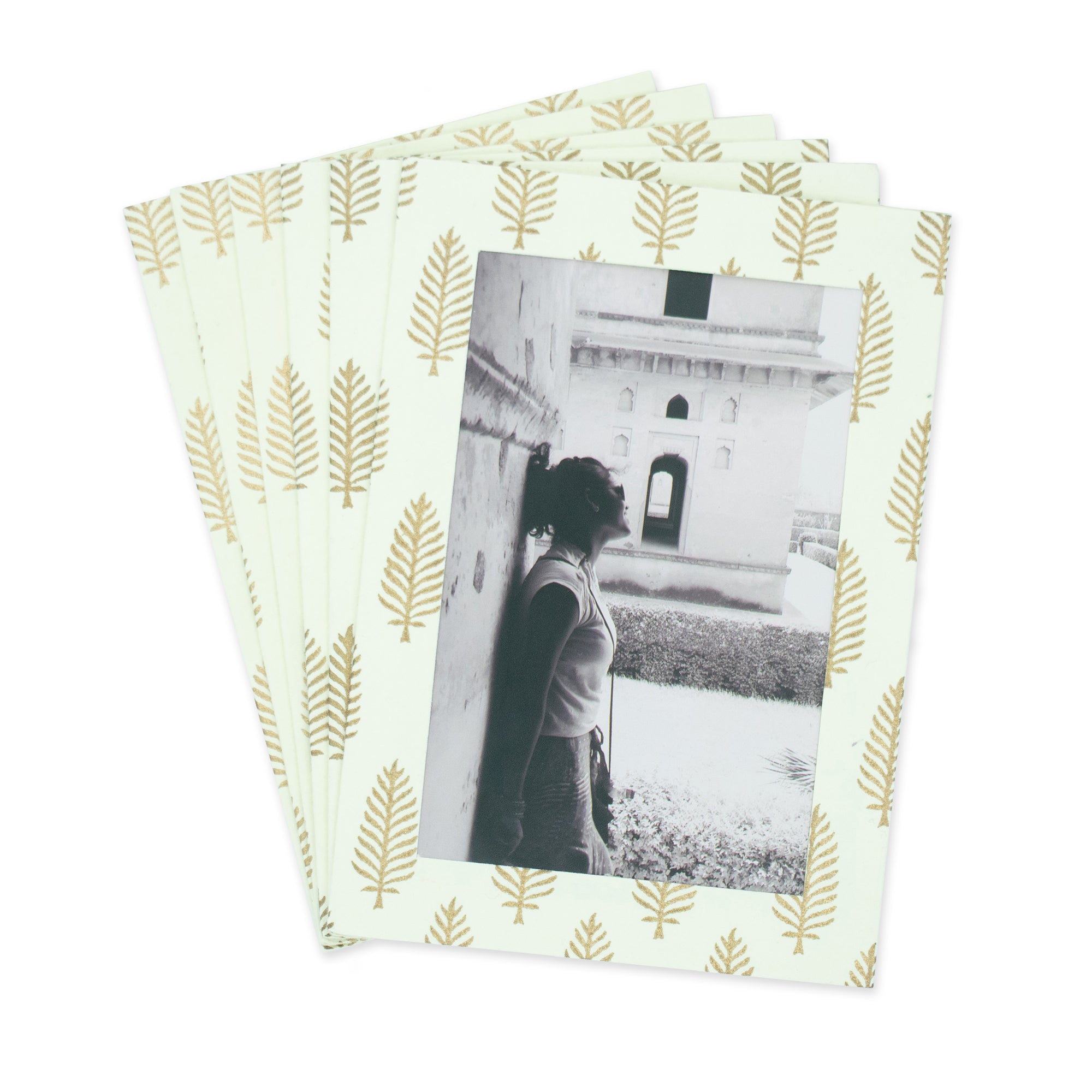 GOLDEN LEAF Handmade Photo Note Cards made from Upcycled Tree-free Paper (Set of 8 cards)