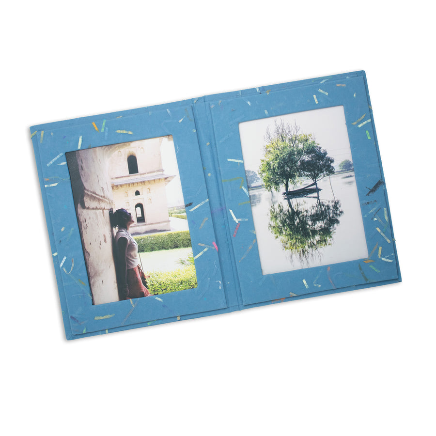 Handmade Double Photo Frames made from Tree-free Paper - 7x7 inch (Set of 5)