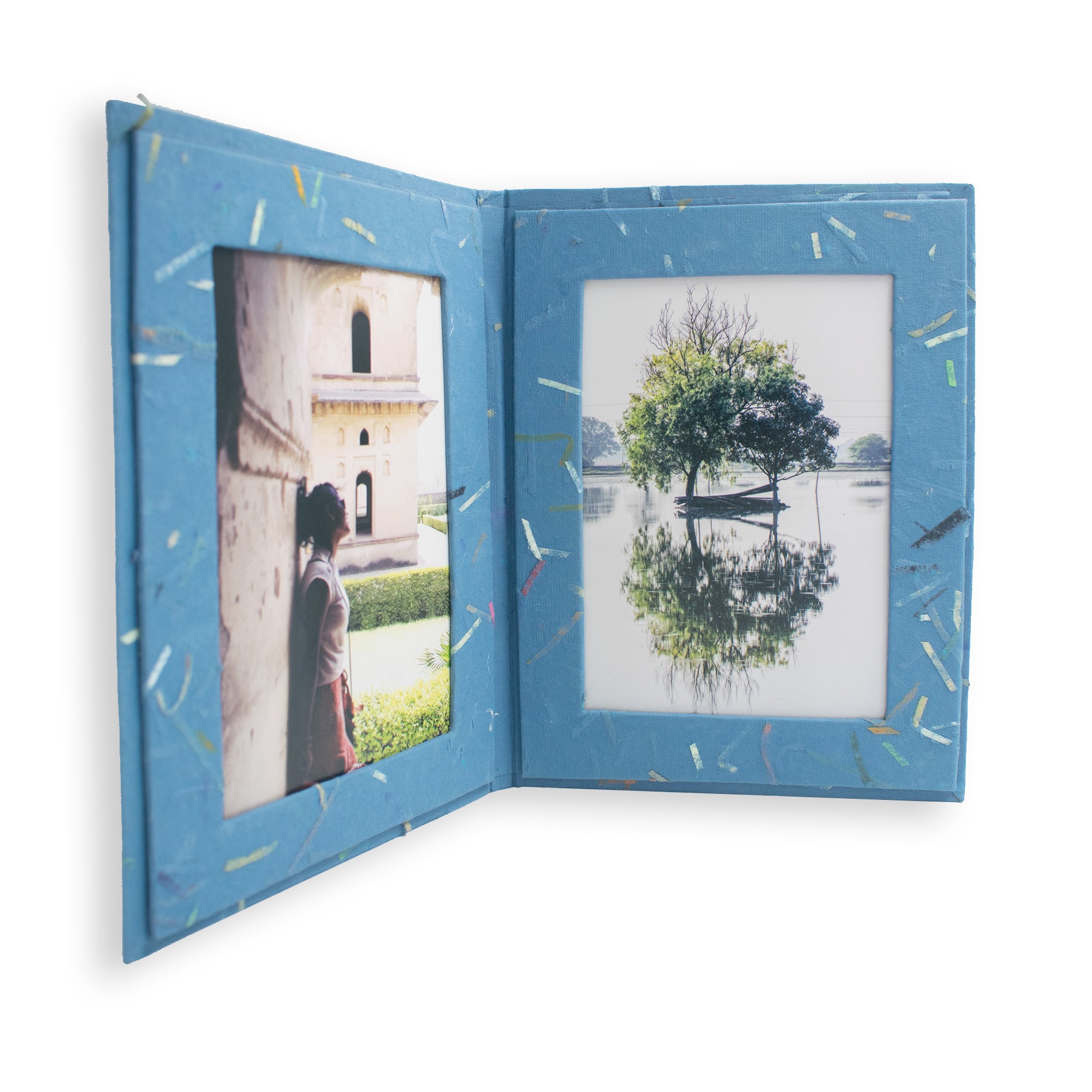 Handmade Double Photo Frames made from Tree-free Paper - 7x7 inch (Set of 5)