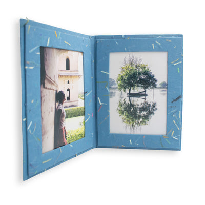 Handmade Double Photo Frames made from Tree-free Paper - 7x7 inch (Set of 5)