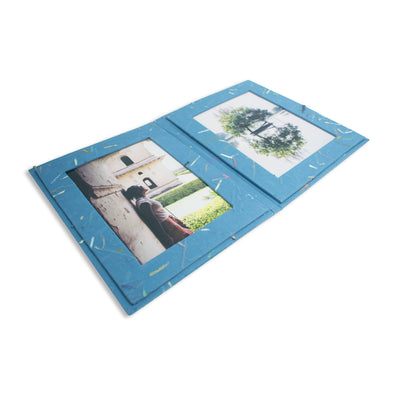 Handmade Double Photo Frames made from Tree-free Paper - 7x7 inch (Set of 5)