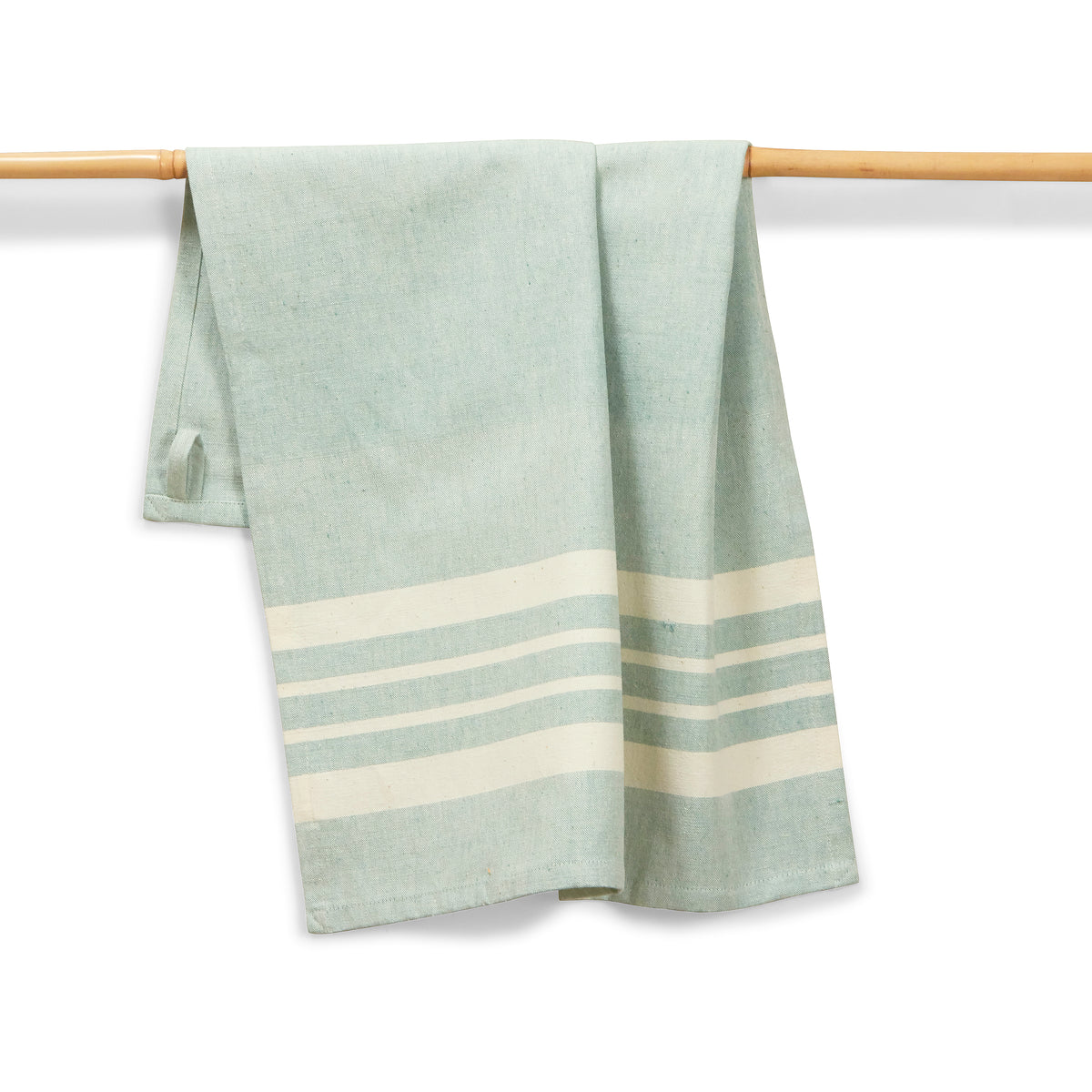Cotton Kitchen Towel | Handwoven | Field Stripe | Sage