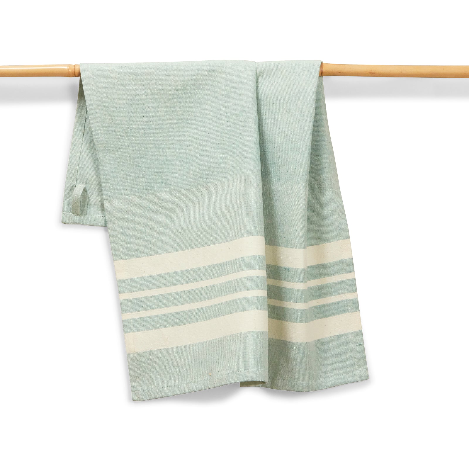 Cotton Kitchen Towel | Handwoven | Field Stripe | Sage