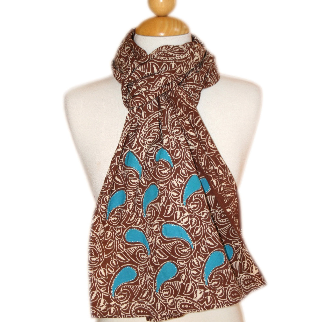 Hand Block Printed Cotton Scarves with Ambi Applique | Ambi Aqua