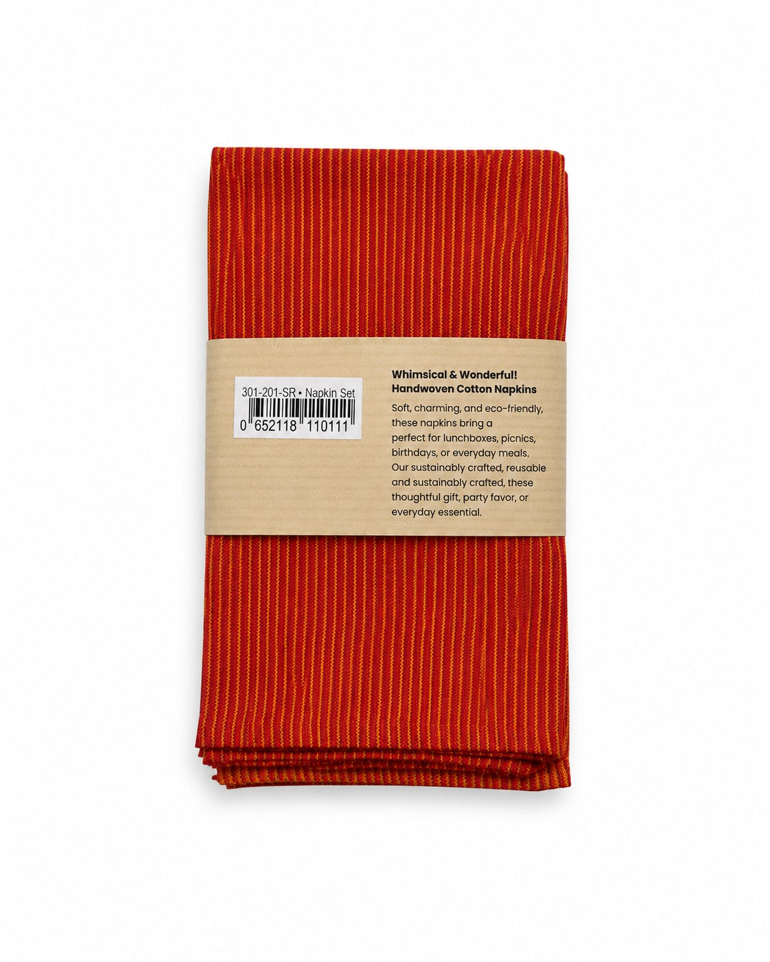 Handwoven Cotton Napkins, Set of 4 | 12" × 12"| Sunrise