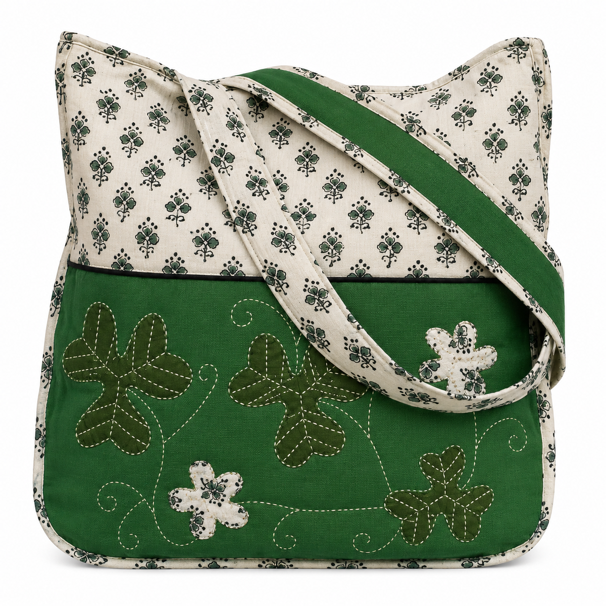 Hand-Embroidered Cotton Shoulder Bag | Trinity Forest