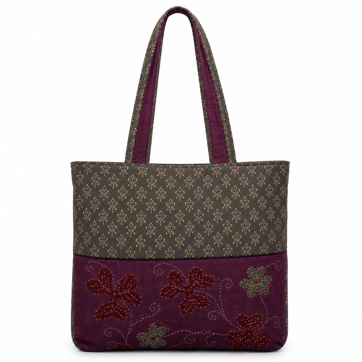 Hand-Embroidered Cotton Shoulder Bag | Trinity Maple