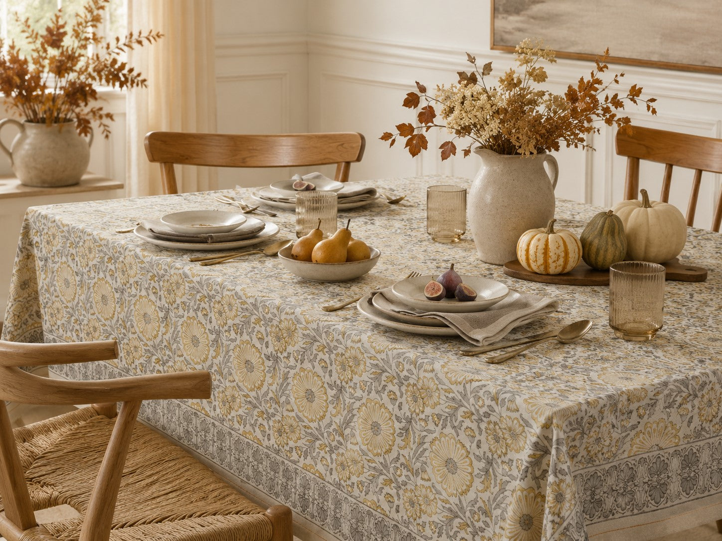 Hand Block Printed Kora Cotton Tablecloths | Stories in Print | Zinnia